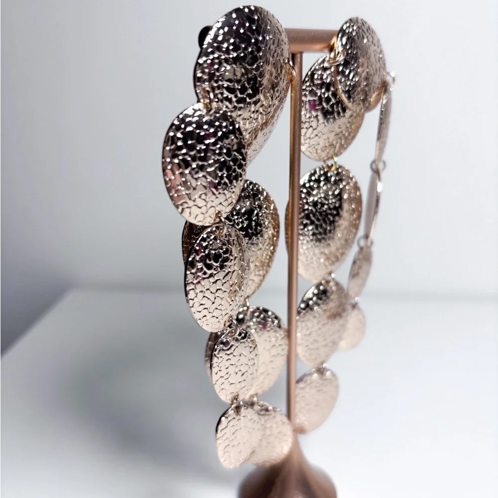 8 Other Reasons Revolve Gold Hammered Metal Statement Post Drop Earrings New
